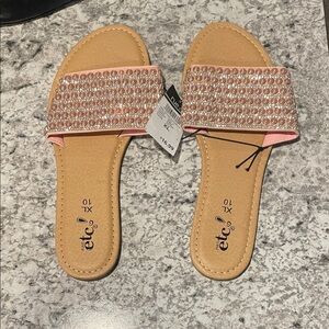 Rue21 Pink Rhinestone Slide Sandals